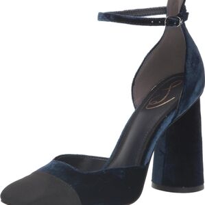 Blue Chunky Heel d'Orsay Shoes